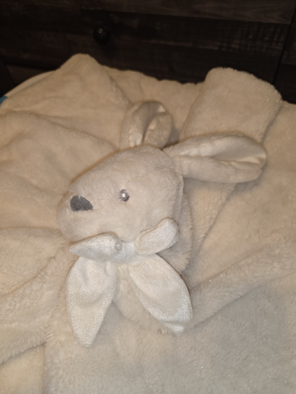 Little Miracles White Bunny Lovey Security Blanket Plush Baby Comfort Blanket Co